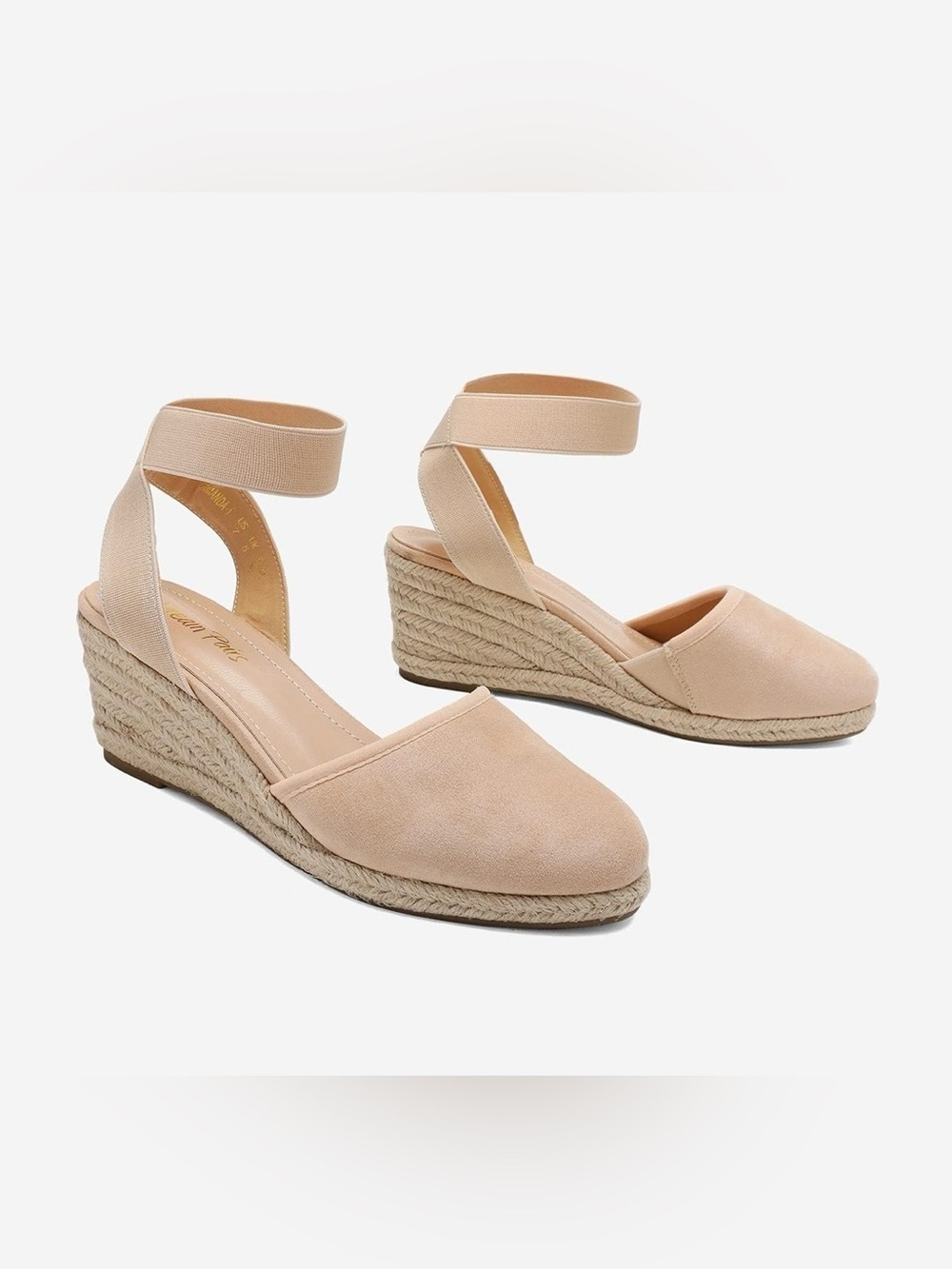 Beige Wedges Ankle-Strap Espadrille Wedges